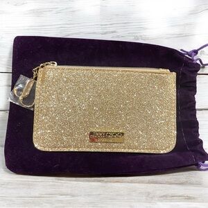 🪷 Jimmy Choo Parfums Gold Glitter Wallet/Card Holder/ Coin Pouch with Dusty